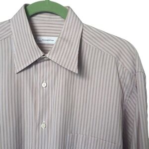 Ermenegildo Zegna Mens Long SLeeve Striped Portofino Comfort Button Down Shirt L